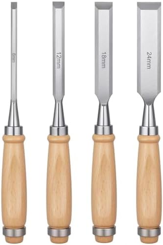 11 Piece Wood Chisel Set With Honing Guide & Sharpening Stone - Chrome Vanadium Steel Woodworking Tools