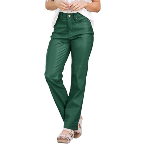 Pantalon de travail pour femme en cuir synthétique vert idéal du bureau au dîner