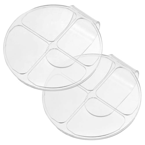 ERINGOGO 2pcs Liquid Foundation Palette Makeup Mixing Tray Round Shape Makeup Hand Palette Handle Acrylic