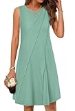 Picture of MEROKEETY Women's 2025 Summer Sleeveless Sundress Casual Beach Vacation Crewneck Tank Mini Dress, Sage, Small