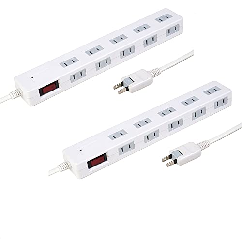 スタイルド 【2個セット】 雷ガード ブレーカー付 10個口 1500W 電源タップ 一括集中スイッチ マグネット スイングプラグ (AC10口・ホワイト, 電源コード2m・2個セット)