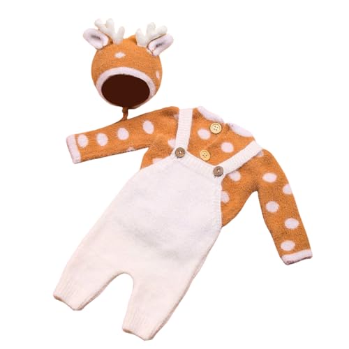 Accessoires de photographie pour bébé pull manches longues et chapeau renne de fête de Noël