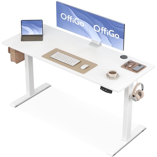 OffiGo Bureau Assis Debout électrique, 140cm Bureau Electrique, Ergonomiqu Table avec 3 Fonction Mémoire, Standing Desk pour la Chambre et Le Travail, Blanc OffiGo Bureau Assis Debout électrique, 140cm Bureau Electrique, Ergonomiqu Table avec 3 Fonction Mémoire, Standing Desk pour la Chambre et Le Travail, Blanc