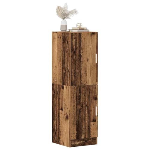 Homvdxl 38cm Narrow Kitchen Cupboard, 2 Doors Buffet Side Storage Cabinet with Adjustable Feet, Kitchen Unit for Dining Room Living Room, Old Style