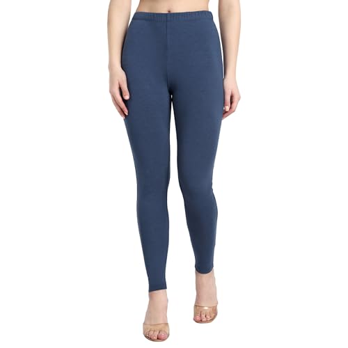 Image of ONE SKY Women Full Length Leggings | Cotton Modal Spandex Blend | High Waist Stretchable & Bio-Washed Fabric | Colour-Lock Technology | Comfortable Leggings for Women