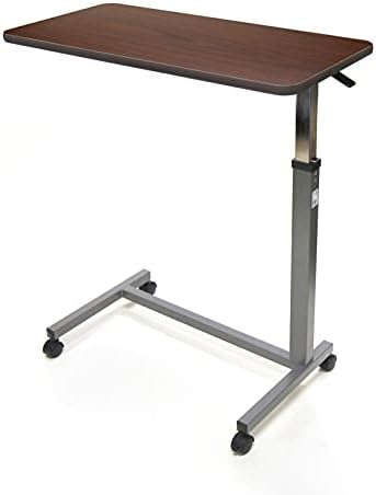 Invacare Hospital Style Overbed Table with Auto-Touch Adjustable Height and Wheels, Fits Over Beds and Bedside, 6417
