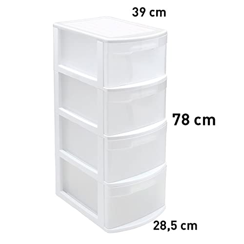 Miniatura 2 de Ac - Cajonera De Almacenamiento Tamesis Con 4 Cajones, Torre De Almacenamiento Multiusos Para Oficina, Hogar, Escuela, Etc. 78 X 28,5 X 39 Cm. Color Blanco.