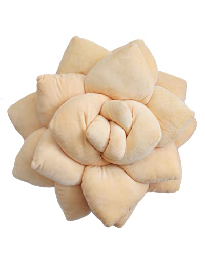 Image of Green Philosophy Co. Succulent Pillow 20 inch - Soft 3D Decorative Flower Throw Pillow, Unique Blush Peach Plush Flower Cushion, Perfect for Couch, Sofa, Bedroom Decor, Gift for Plant Lovers