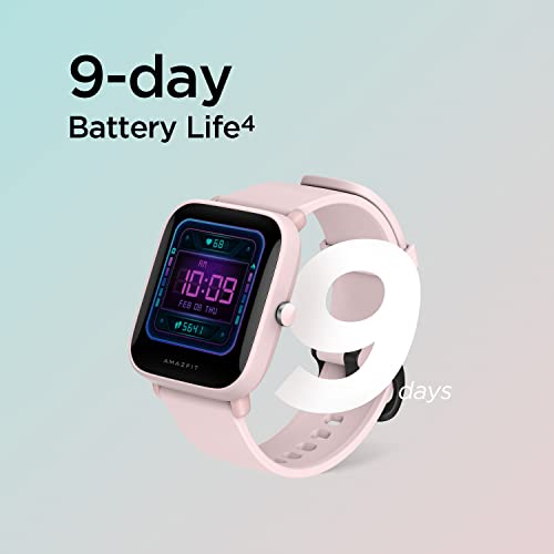 Amazfit Bip U Smart Watch For Women, Health & Fitness Tracker With 60+ Sports Modes, 9-Day Battery Life, Blood Oxygen Heart Rate Sleep Monitor, 5 Atm Water Resistant, For Iphone Android Phone (Pink) #TOP2