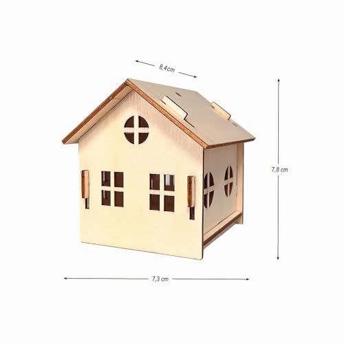 Miniatura 3 de Ideen Mit Herz Casa Decorativa De Madera Natural Casas En Miniatura Para Colgar Para Velas Led 7,3 Cm X 8,4 Cm X 7,8 Cm