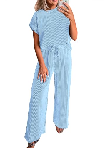 KIRUNDO Summer Sets Women 2 Piece Outfits Casual Ribbed Knit