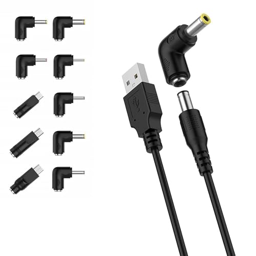 Belligern 5V 1A Power Supply,Usb To Dc Cable,Universal 5v Power Chager Cord,with 10 2.5x0.7, 3.5x1.35,4.0x1.7,5.5x2.5,3.0x1.0,4.0 * 1.35,4.8 * 1.7mm,Type-C Usb,Mini Usb Micro Usbconnectors