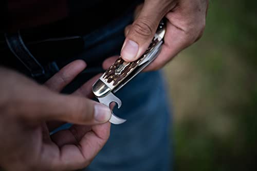 Uncle Henry Next Gen Staglon 23Uh Scout 6.1In Folding Knife With 2.4In Stainless Steel Drop-Point Blade, Awl, Can Opener, Screwdriver, Cap Lifter, And Staglon Handle For Hunting, Camping And Edc #TOP5