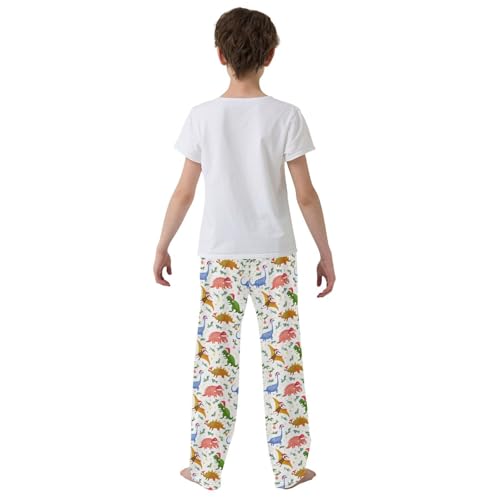 ZZXXB Dinosaur with Xmas Hat Boys Long Pants Soft Trousers Elastic Waist Kids Lounge Bottoms with Pockets S-XL3
