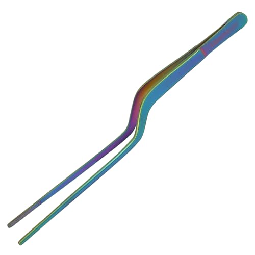 CREATIVECHEF 1PCS 8-Inch Kitchen Tweezers for Plating Ergonomic Food Tweezers, Fine Tweezers Tongs Chef Kitchen Tool for Food and Repairing Stainless Steel Tweezers, Precision Food Tweezers (Color)