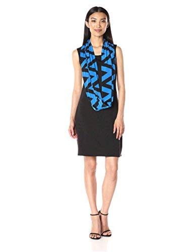Star Vixen Women's Sleeveless Dress With Ity Infinity Scarf, Black/Royal Black Chevron, Medium #TOP13