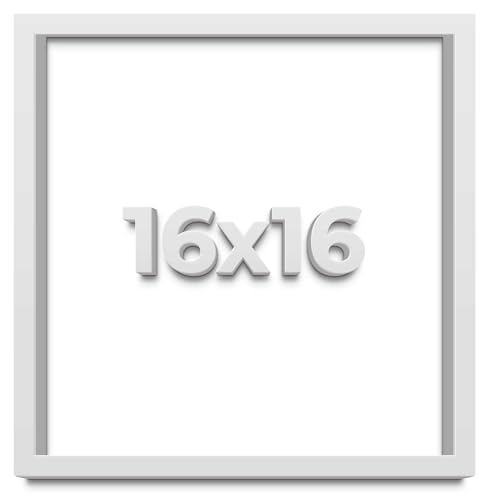 16x16 Shadow Box White Solid Pine Wood Picture Frame with Acid-Free Backing UV Acrylic & Hanging Hardware with 0.75 Inches of Usable Depth and 0.75 Inches Frame Moulding Width