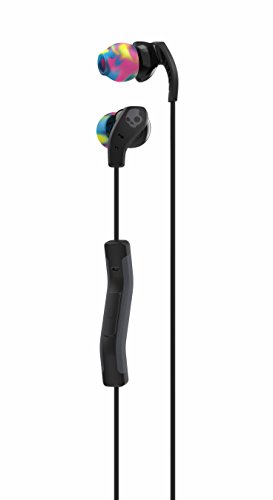 Skullcandy Method Sweat Resistant Sport Earbud with In-Line Microphone and Remote, Lightweight and Secure In-Ear Fit for Running and Exercise, Cable Management Clip for Workouts, Black/Swirl/Cool Gray