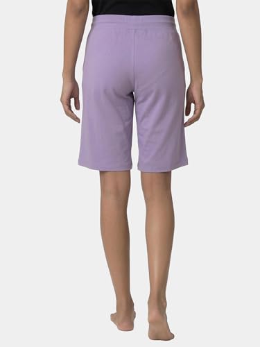 Image of Enamor Mid Rise Knee Length Drawstring Closure City Shorts for Women - Slim Fit, Soft and Breathable Cotton - E044