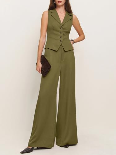 Conjunto de chaleco de verano de ropa de mujer con pantalón de pierna ancha holgado 2