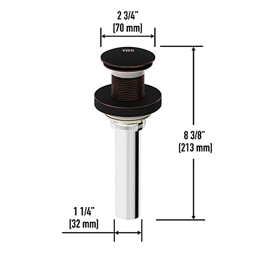 Vigo 2.75" Diameter Vessel Bathroom Sink Pop-Up Drain And Mounting Ring Without Overflow In Antique Rubbed Bronze Finish #TOP3