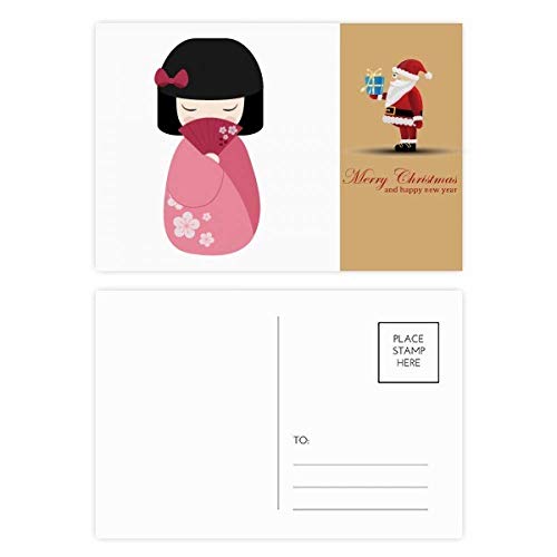 Cartes postales de Noël style japonais Sakura et Kimono : cadeau idéal pour amateurs de papeterie