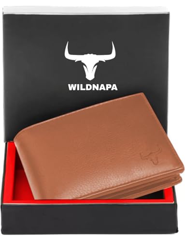 Image of WILD NAPA RFID Protected Brown Genuine Leather Wallets for Men (T-Tan)