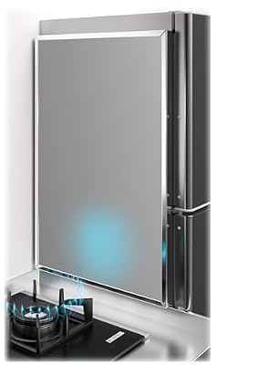Heat Shield Panel for Fireplace, Kitchen Insulation Board, 304 Stainless Steel, Self-Adhesive & Magnetic, 32x24in, Bracket Type