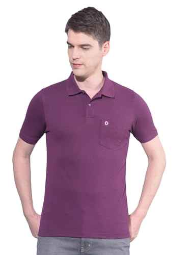 Image of Dollar Men's Pack of 1 Solid Cotton Blend Polo Neck T-Shirt