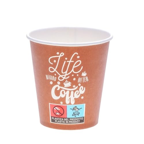 ECOPICNIC 1500 vasos de papel de 150 ml de diámetro de 70 mm, vasos desechables marrón con diseño de café para llevar para bebidas calientes, té, latte, espresso, vasos de papel para gastronomía