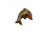 Delphin ca. 3,5 cm Diagonale Edelstein Delphinanhänger am Lederband, verschiedene Varianten (Tigerauge)