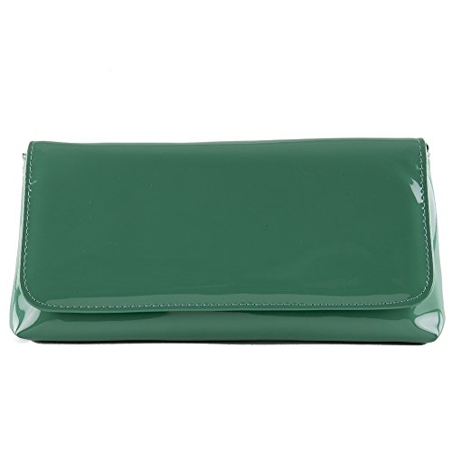 Sac d'embrayage vert Savina en faux cuir pour vos soirées