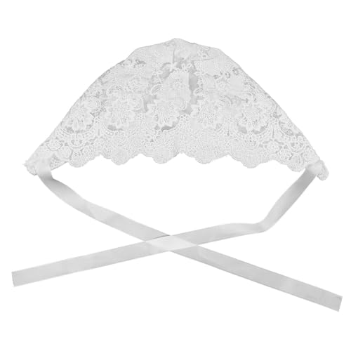 POPETPOP Gorro de Encaje Cinturón Ajustable y Cómodo para Niña Recién Nacida de Algodón Blanco para Estación Cálida y Verano