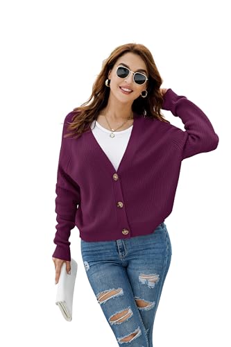 Image of TASAMO Womens Cardigan Sweaters 2026 Fall Cropped Lightweight Sweater