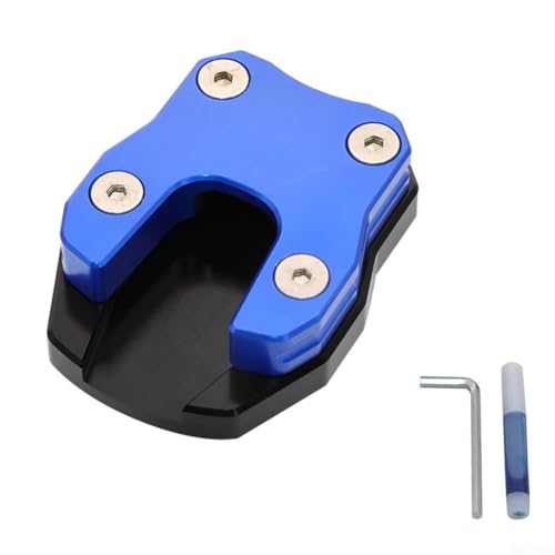 Honseadek Placa de pie de aluminio para motocicleta para cubierta CNC, soporte lateral para extensión de almohadilla Pcx 2010 150 125 160 a ahora ampliada base soporte inclinado (azul)