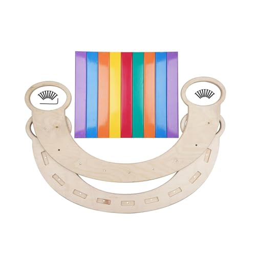 Image of Wooden Balance Rocker for Kids, Also Used as Pickler Climber Arch, Indoor Physical Activity Games for Girls and Boys Sharpens Sensory Skills, Perfect for 2.5+ Year Children