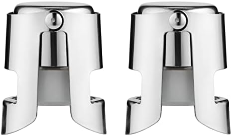 YANPROG Champagne Stoppers with Stainless Steel Wine Stoppers with Food Grade Silicone Leak proof Keep Fresh Suitable for Champagne, Cava, Prosecco and Sparkling (Silver, 2 Pack)