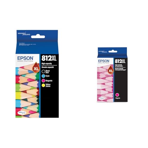 Image of Epson 812 DURABrite Ultra Ink High Capacity Black & Color Cartridge Combo Pack & 812 DURABrite Ultra Ink High Capacity Magenta Cartridge (T812XL320-S)