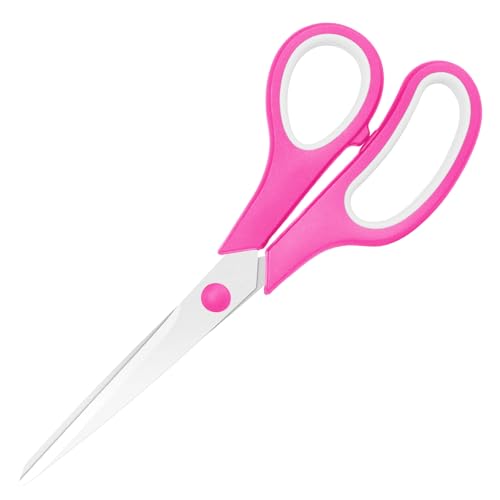 Pink Scissors, Stainless Steel Blades, Soft Rubber Handles, Suitable for Home, Office, School, Crafting and Sewing,All Purpose, 8.5 Inches