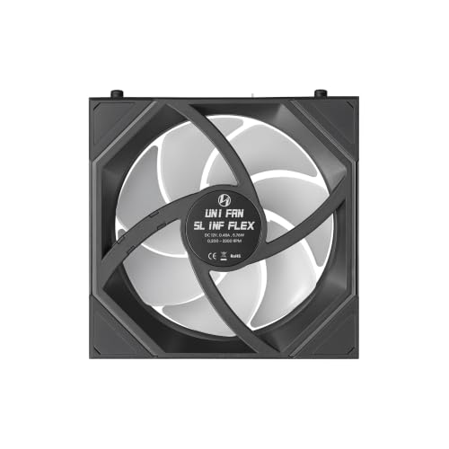 Image of Lian Li UNI Fan SL-INF Flex 120mm Reverse Blade ARGB Fan, Single Pack, Controller Not Included, Black (12RSLIN1F1B)