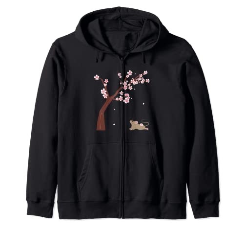 Cherry Blossom Cute Kawaii Ratones Anime Kawaii Estilo Japonés Sudadera con Capucha