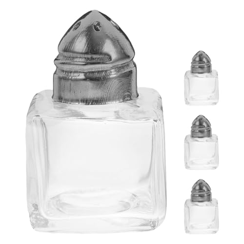 NUOBESTY Lot de 4 Mini Salières en Verre Transparent Trous Contenant Cuisine pour Sel et Poivre Saupoudreuse à Épices Portable pour Usage Extérieur Cuisine Maison