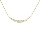 14K Gold 1/4 Carat (Ctw) Diamond Curved Crescent Bar Pendant Layer Necklace Perfect for Wedding, Bir