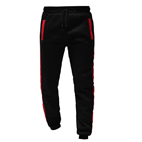 Survêtement de jogging homme chaud deux pièces style patchwork ensemble à capuche rouge L
