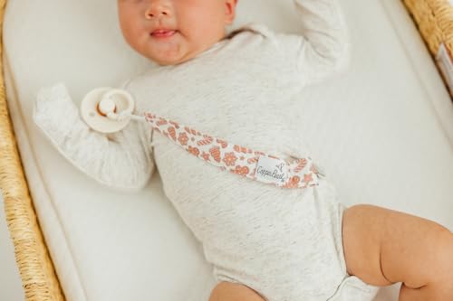 Image of Copper Pearl 3-Pack Pacifier Holders: Premium Knit Binky Clips for Baby Girls and Boys - Stylish Stainless Steel Design for Secure No-Drop Attachment - Gingerbread