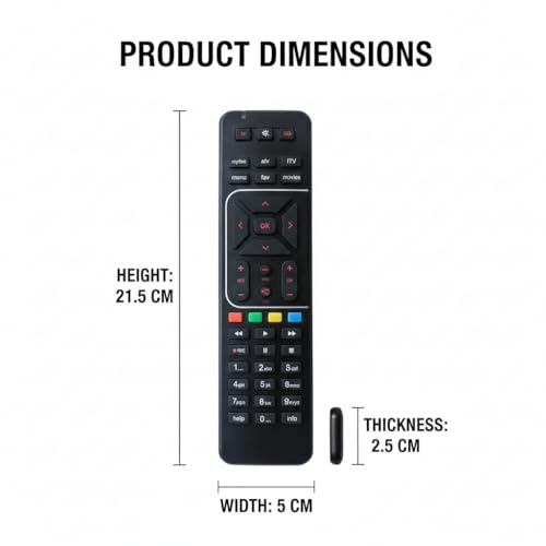 Image of Airtel DTH Remote Original Compatible (Come with 2 AAA Batteries), Black