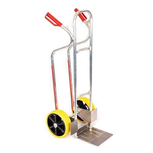 RLW Diable professionnel en aluminium Alu200 200 kg – Pelle 280 x 280 mm – Fabriqué en UE – Pas d'importation d'Asie !! Roue en caoutchouc thermoplastique...