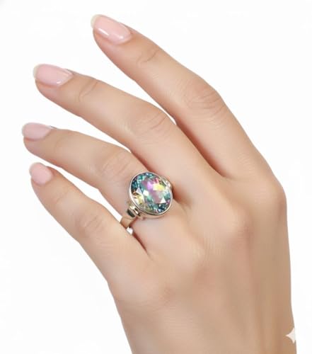 Image of 55Carat Choose Your Color Natural Gemstone Sterling Silver Statement Rings Oval Shape Handmade Sizes 5-12