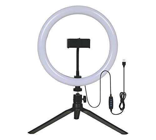 Ring Light Iluminador Led 10 Polegadas 24cm Usb Tripé 19cm