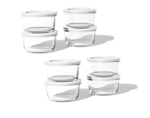 DURA LIVING Juego de 16 recipientes de vidrio para almacenamiento de alimentos (8 recipientes + 8 tapas sin BPA), 1 taza, a prueba de fugas, apto para microondas, congelador, horno y lavavajillas,
